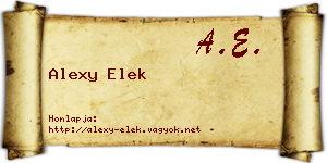 Alexy Elek névjegykártya